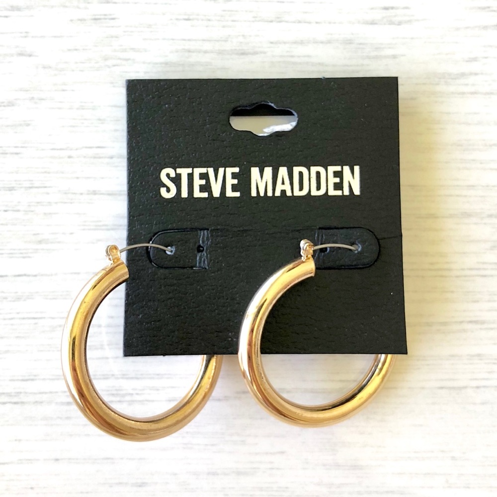 Steve Madden Gold Tube Hoops